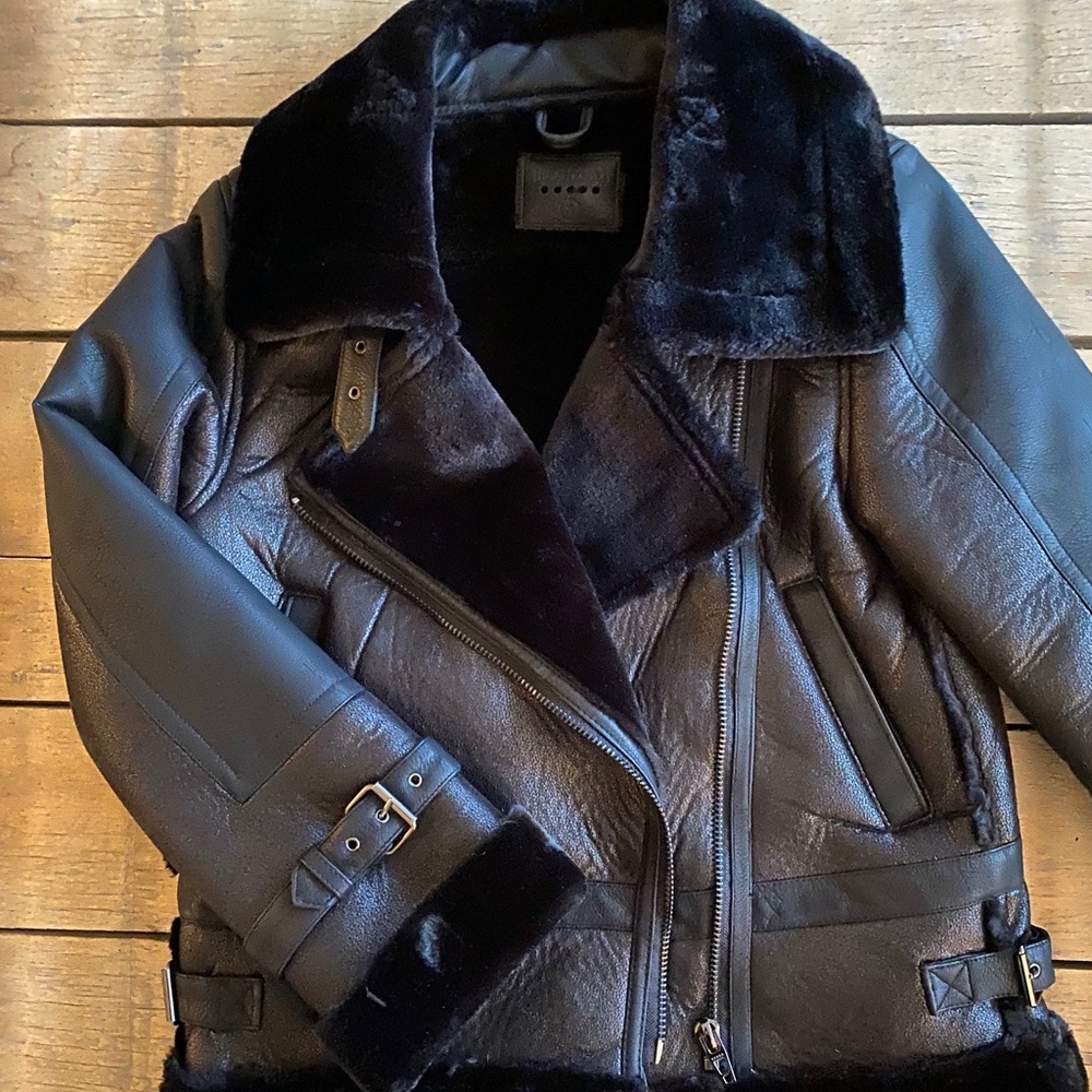 BlankNYC Faux fur lined moto jacket